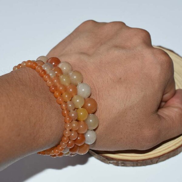 Red Aventurine Bracelet worn on wrist with multi-color beads