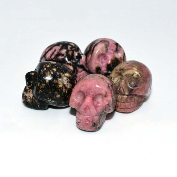 Black Line Rhodonite Skull Crystals – Emotional Balance & Strength