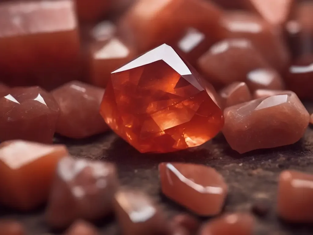 Close-up of red aventurine gemstone reflecting its core meaning of vitality, confidence, and emotional balance