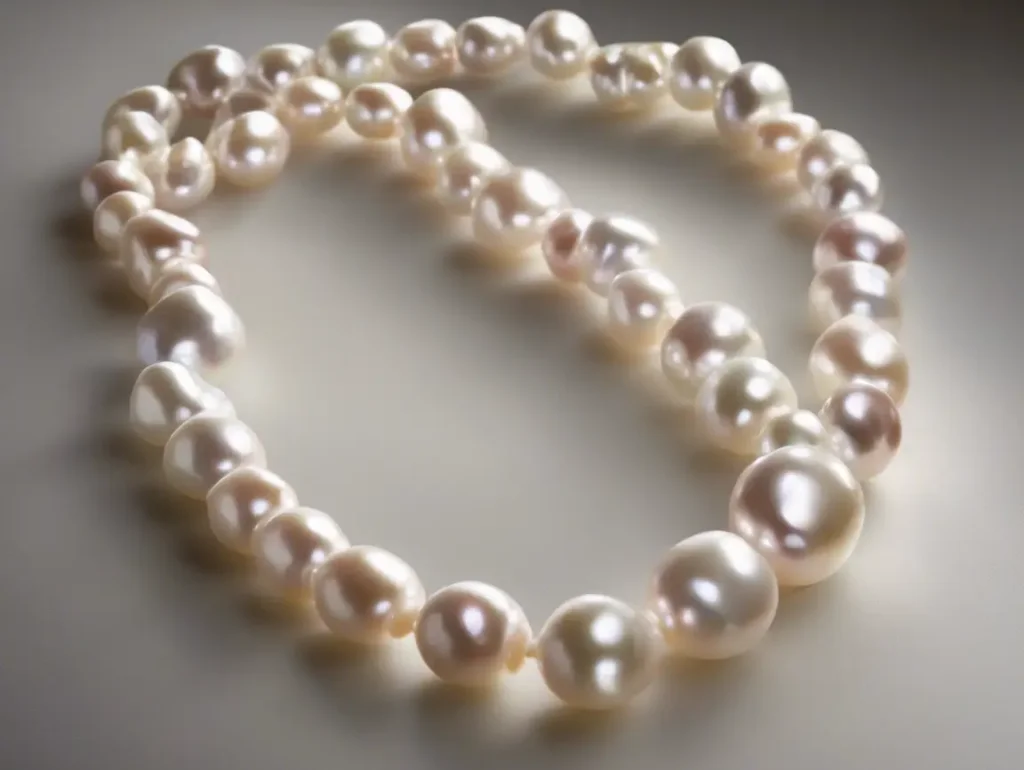 Model wearing a coin pearl necklace, styled with neutral tones for timeless elegance.