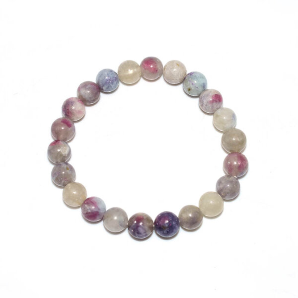 Single-strand Pink Tourmaline Bracelet in round polished beads
