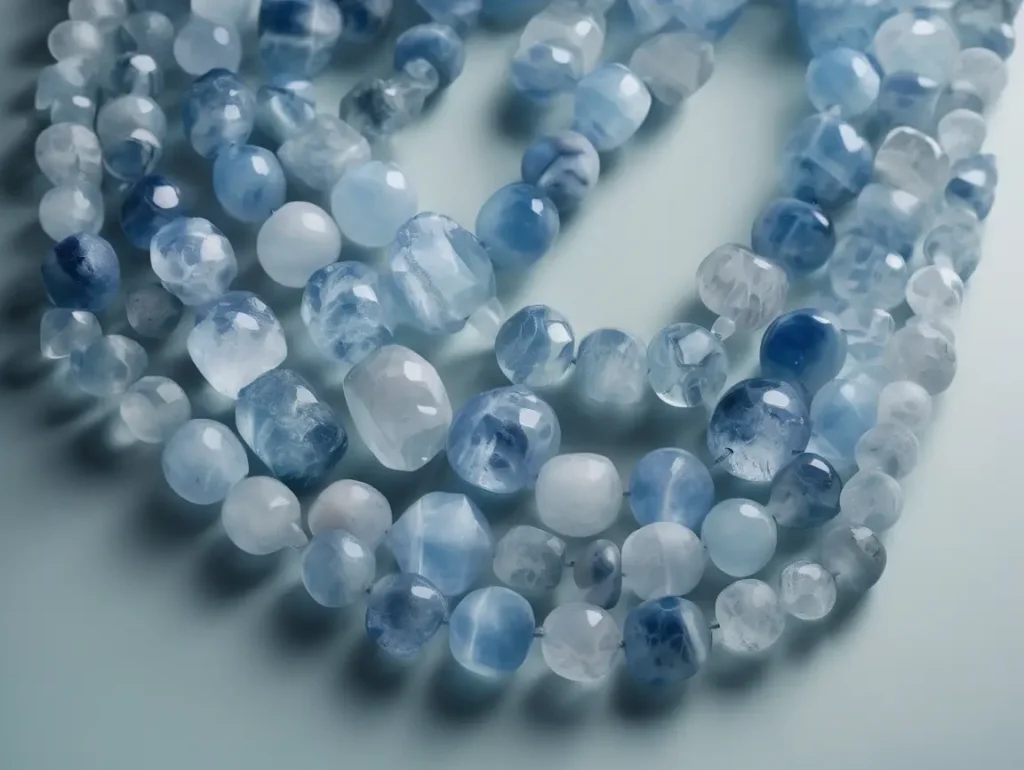 Celestite vs Angelite bead strands in soft blue tones for jewelry making