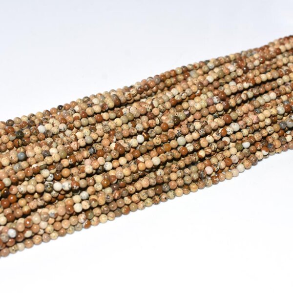 picture jasper 3mm round stone beads strand
