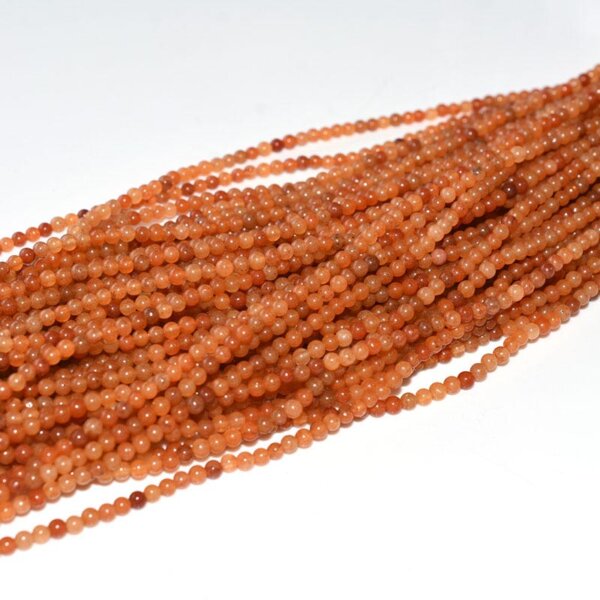 red aventurine 3mm round stone beads strand
