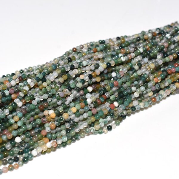 indian agate 3mm beads round stone strand