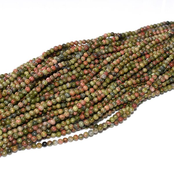 unakite 3mm round stone beads strand