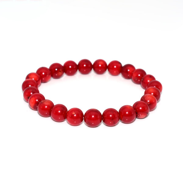 Red Coral Bracelet display on white background – minimal design