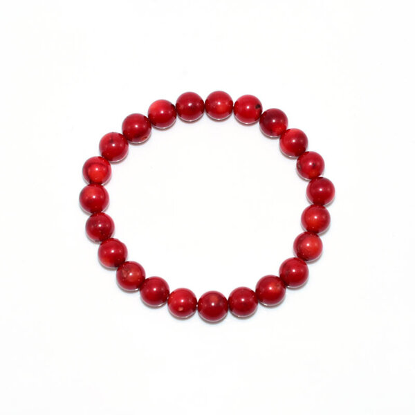 Single loop Red Coral Bracelet – handcrafted round red beads