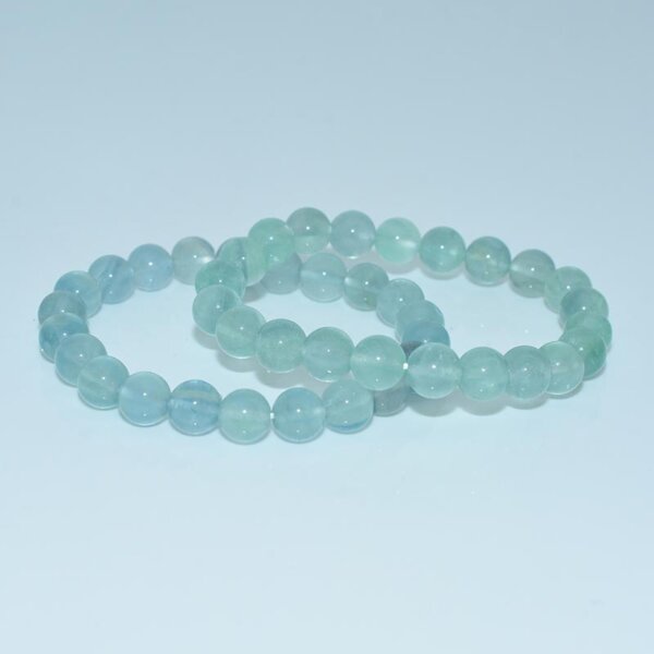Two Blue Fluorite Bracelets stacked together on white background