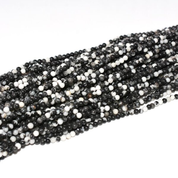 zebra jasper 3mm round stone beads strand