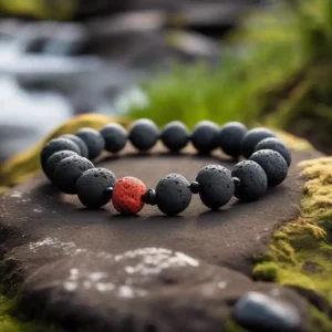 Lava stone bracelet benefits visualized through natural texture and grounding design