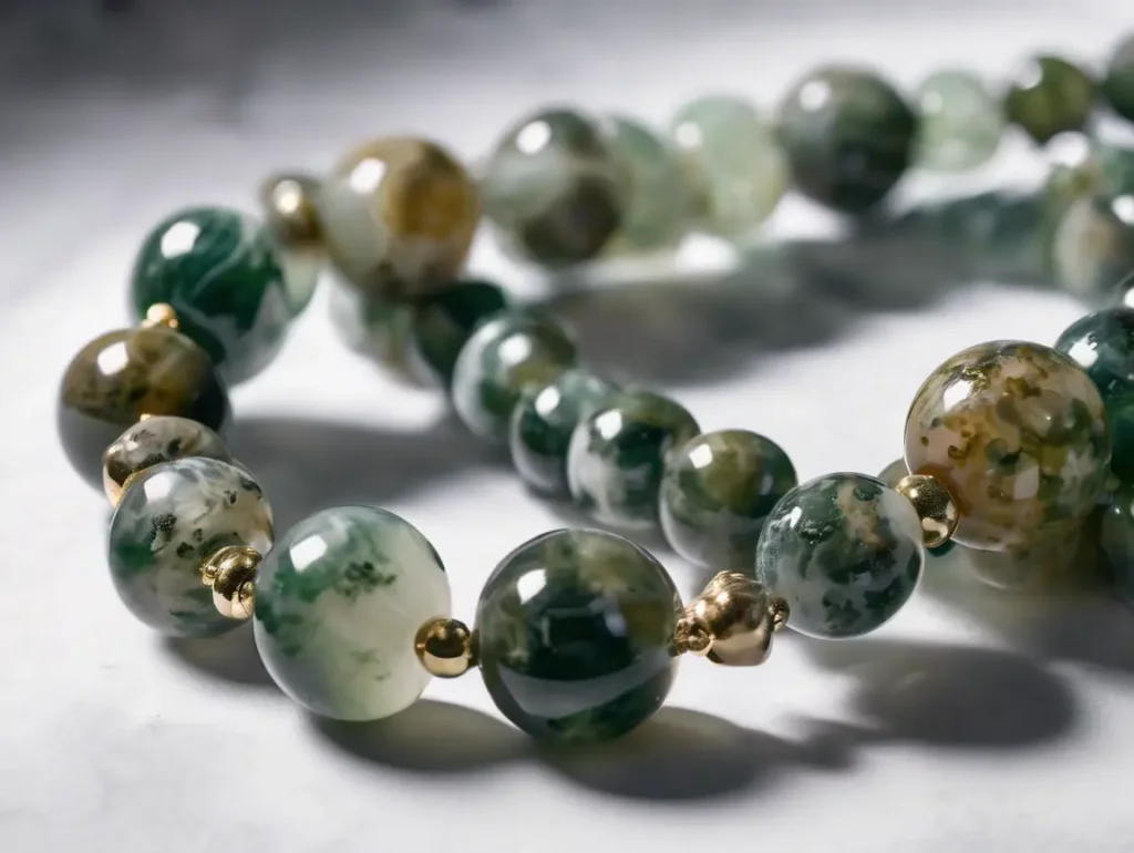 Tree Agate vs Moss Agate gemstone beads captured in natural light for visual comparison.