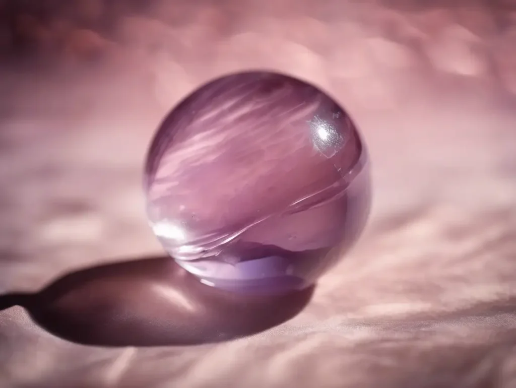 Smooth pink amethyst sphere used in meditation rituals, ideal for understanding pink amethyst meaning through energy work.