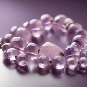Pink amethyst bracelet made of polished beads—symbolizing emotional healing and the deeper pink amethyst meaning in wearable form.