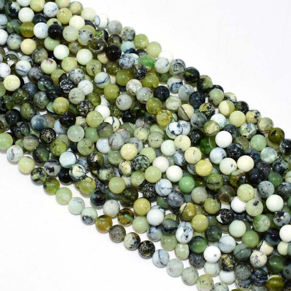 Top view of polished Green Opal Beads strands for jewelry making