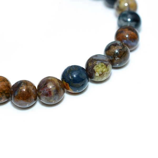Zoomed-in detail of Pietersite Bracelet beads with natural chatoyancy