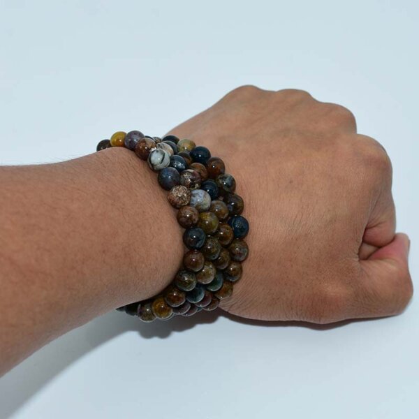 Pietersite Bracelets stacked on wrist showing layering style and earthy tones