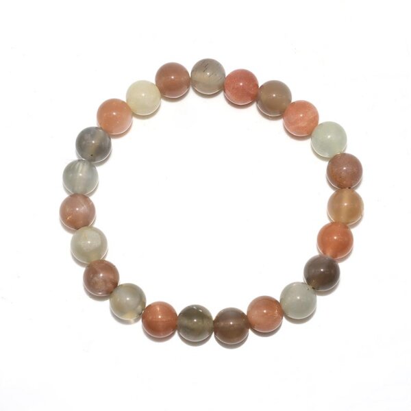 Top view of Peach Moonstone Bracelet arranged in a perfect circle