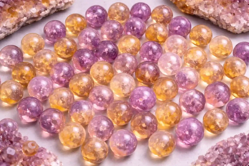 Ametrine meaning shown in natural bicolor ametrine beads for wholesale jewelry making