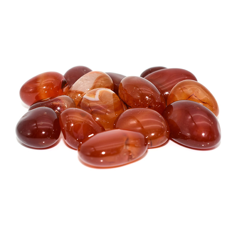 Collection of natural Tumbled Carnelian stones, red and orange agate variety