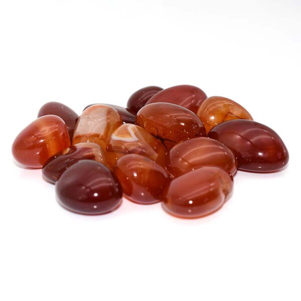 Vibrant polished Tumbled Carnelian gemstones, 20–30mm crystals