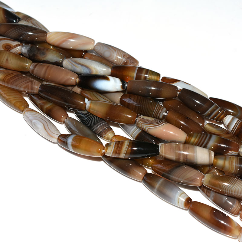 Brown 10*30mm striped Agate Beads elongated gemstone beads