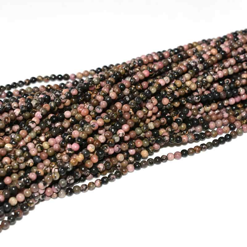 Black Line Rhodonite 3mm Beads Wholesale Price