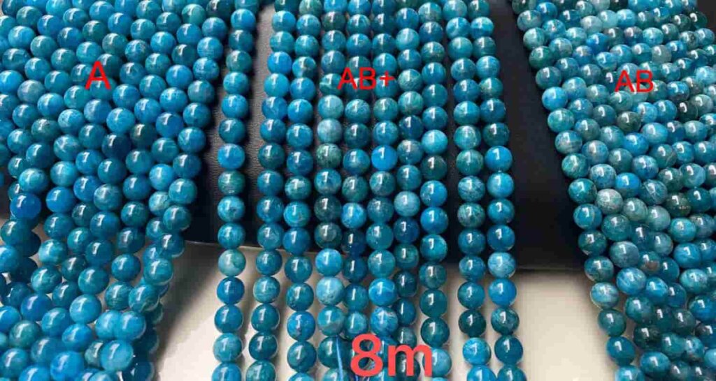Apatite stone meaning – polished blue apatite beads used for jewelry, healing properties, and personal growth