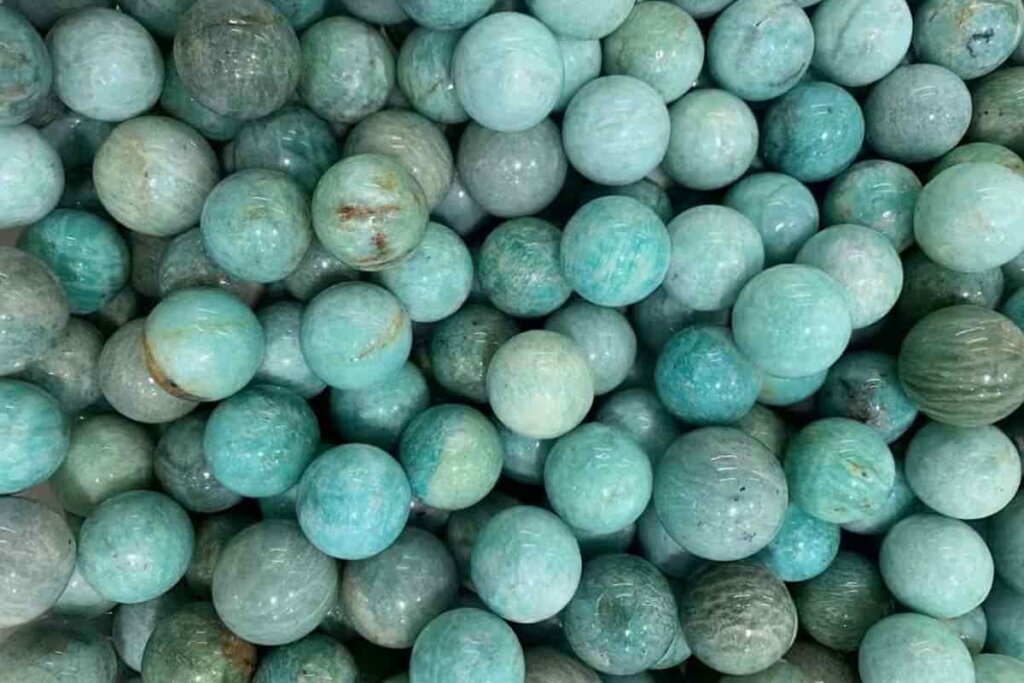 Amazonite Bracelet Benefits – round amazonite stone balls 20mm , smooth and polished
