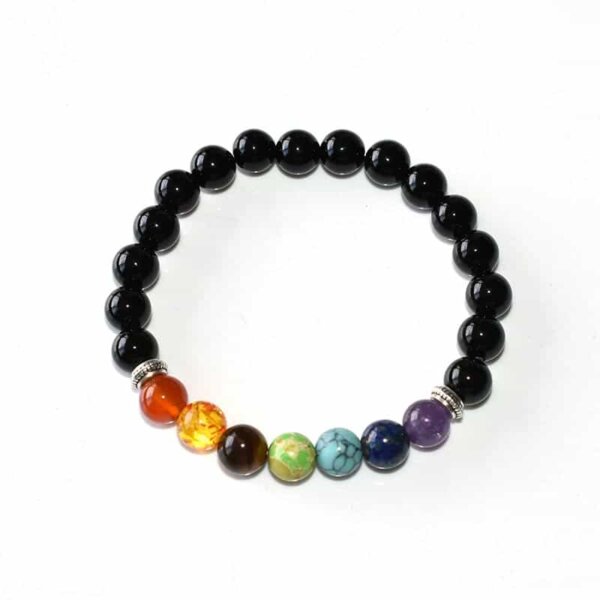 Black Tourmaline Chakra Bracelet close-up highlighting bead texture and shine