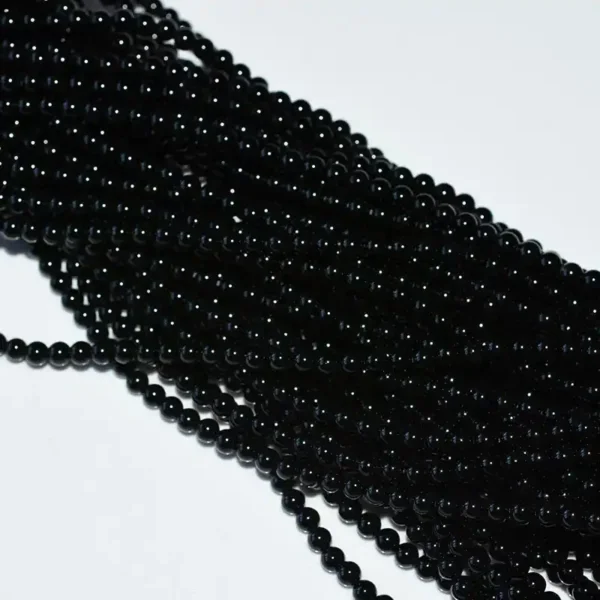 4mm Genuine Black Tourmaline Beads small size for layering jewelry