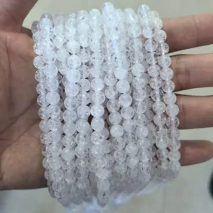 Cracked Clear Quartz Crystal beads 6mm size, handmade jewelry material