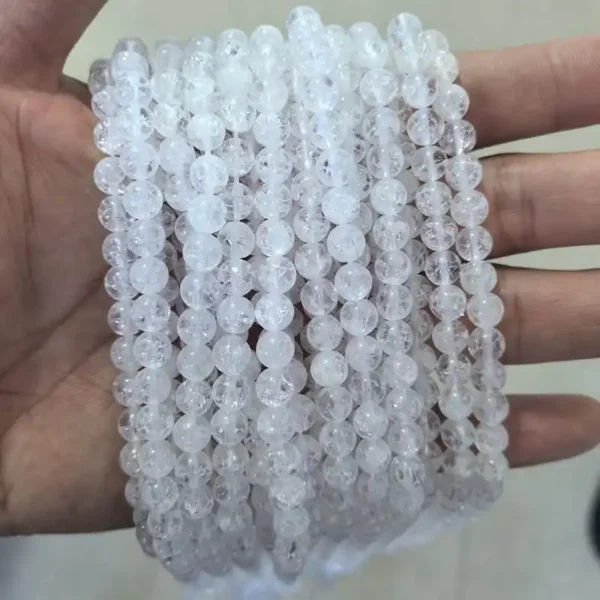 Cracked Clear Quartz Crystal beads 6mm size, handmade jewelry material