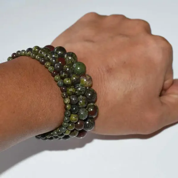 Dragon Blood Jasper Bracelet worn on hand natural stone jewelry style