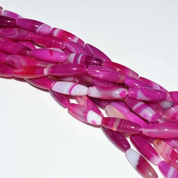 Pink 10x30mm Striped Agate Beads polished gemstone beads