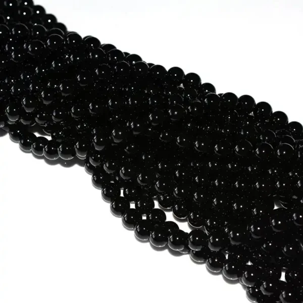 8mm Black Glass Beads strand