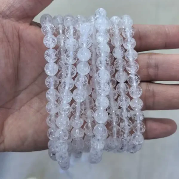 Clear Crackle Quartz beads 8mm, unique natural fractures