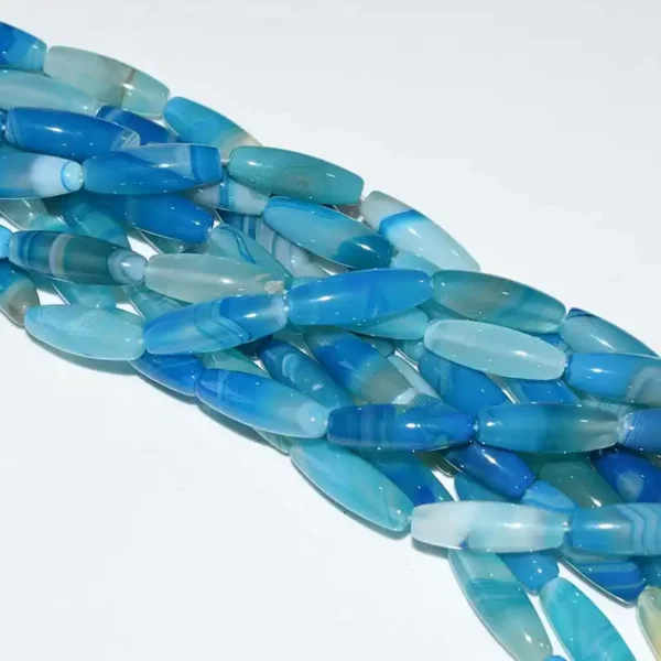 Blue 10x30mm Striped Agate Beads banded agate strands