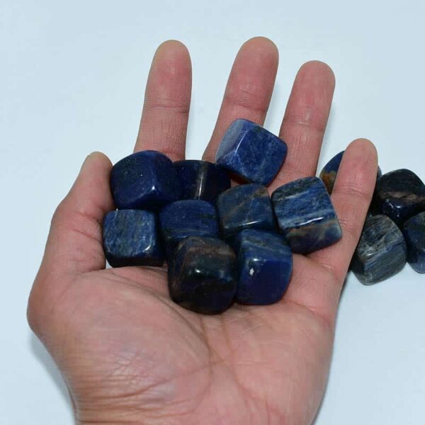 Handful of polished Sodalite Cube crystals