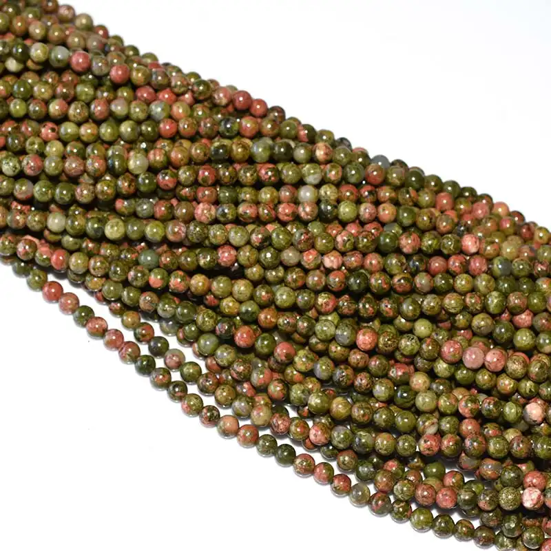 4mm Unakite Beads in strands, small and delicate size