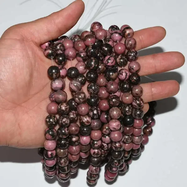 12mm Rhodonite Beads strands with bold size and unique dark inclusions