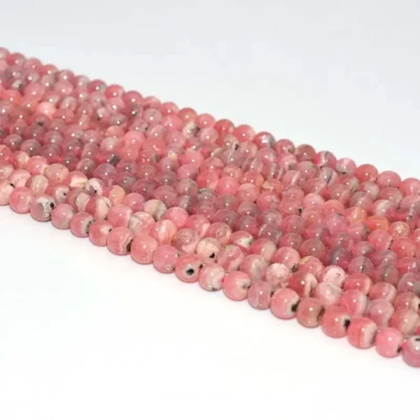 Rhodochrosite Beads 8mm faceted strands, pink gemstone for bracelet making