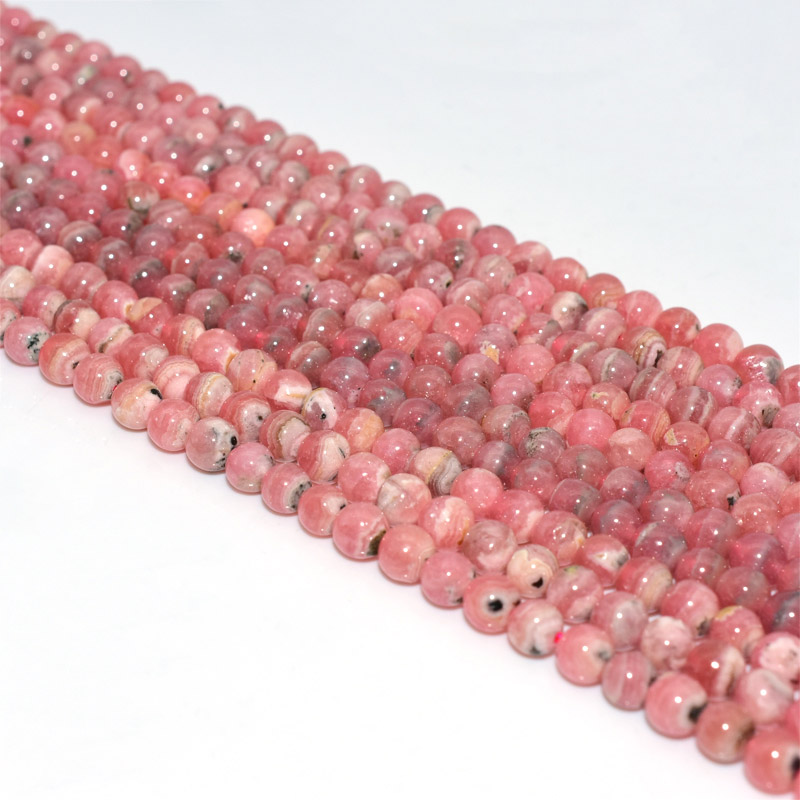 Rhodochrosite Beads loose strands, polished pink gemstone jewelry beads