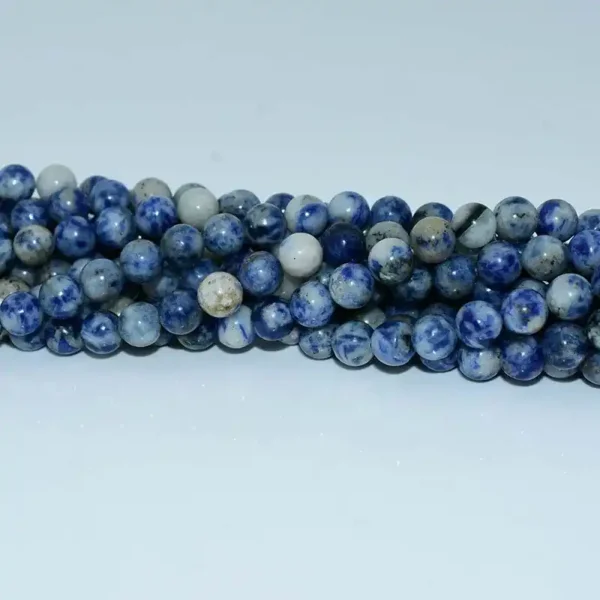 Blue Sodalite Beads close-up – smooth polished gemstone beads for crafts and jewelry