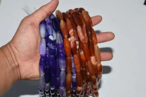 10x30mm Striped Agate Beads in brown and purple for jewelry making