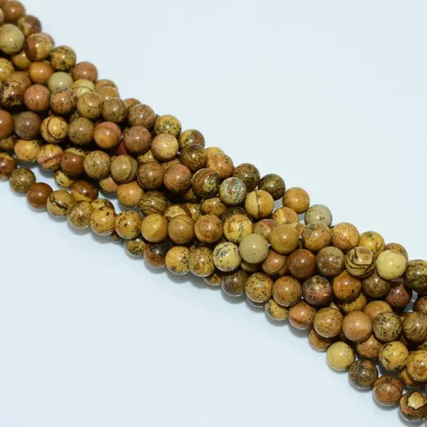 Twisted strands of natural Picture Jasper Beads.