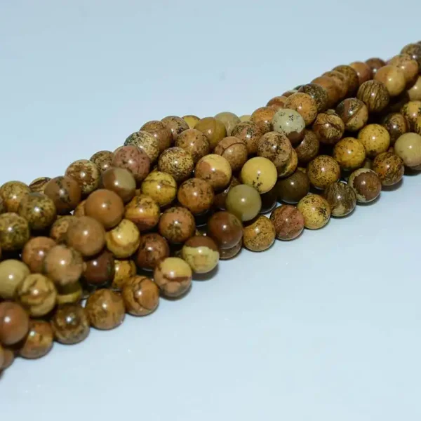 Picture Jasper Beads strands with earthy brown tones.