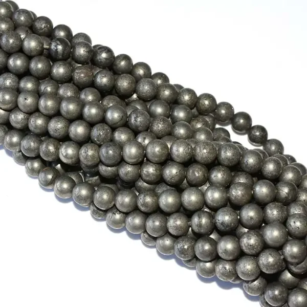 12mm pyrite beads wholesale—extra-large beads with mirror-like sheen for focal jewelry designs.