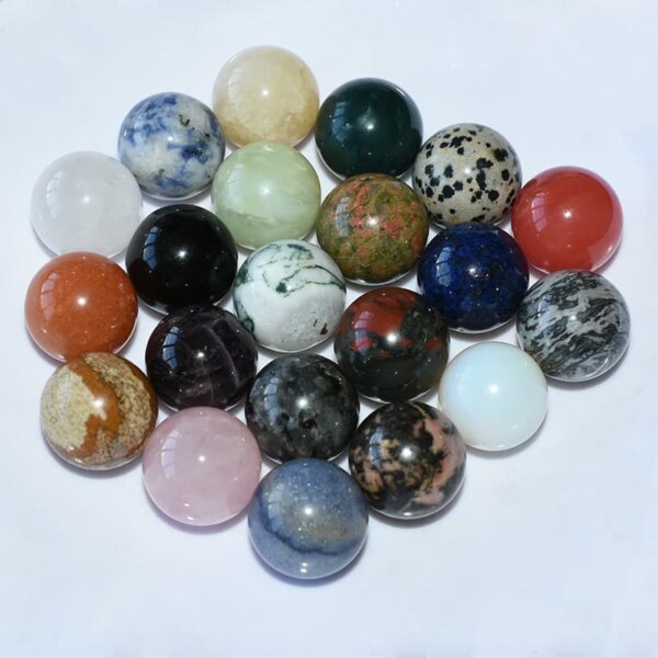 Mixed Gemstone Balls 20mm — Colorful mixed gemstone balls, 20mm size, polished healing crystals.