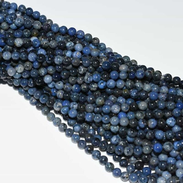 4mm Dumortierite Beads in deep blue tones, ideal for delicate handmade jewelry and beading crafts